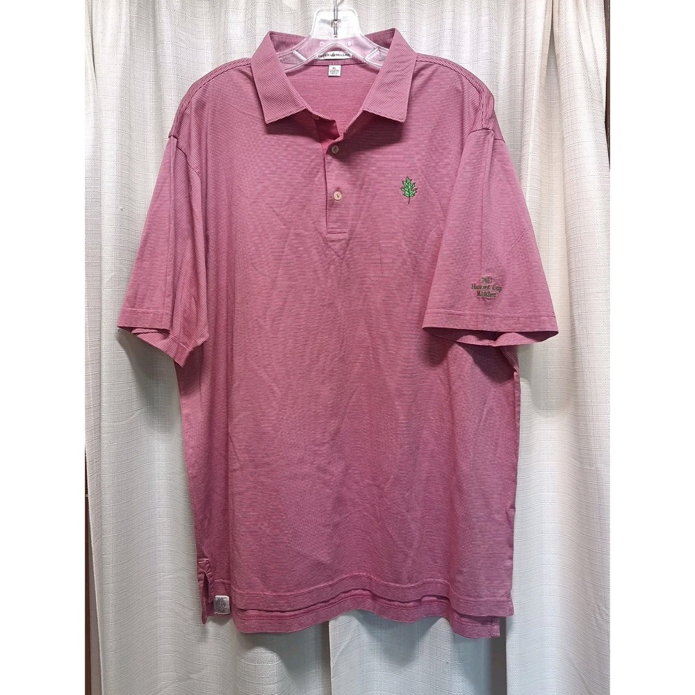 Peter Millar Men's XL Red Striped Harvest Cup 2013 Embroidered Polo Golf Shirt